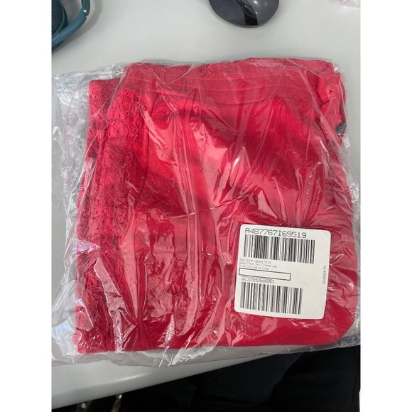 Susan Graver Weekend Pet Washed French Terry Cropped Jogger L Bright Coral NEW - Picture 3 of 7